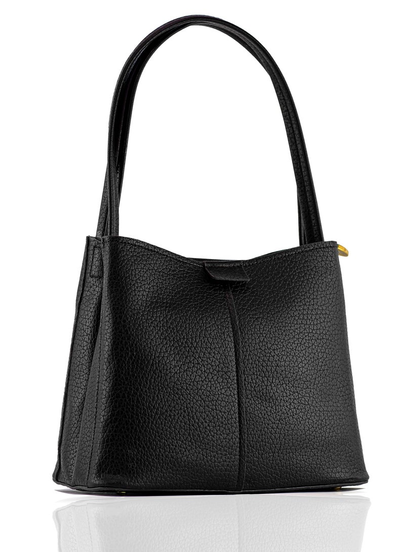 حقيبة يد نسائية فاخرة بملمس جلدي محبب - تصميم كلاسيكي بمقابض علوية و3 أقسام داخلية منظمة للمناسبات والعمل. - Image 1